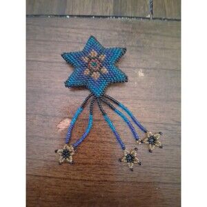 Christmas Ornament Beaded Handmade Shooting Star Multicolor No Hanging Cord 4"